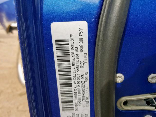 1C6RR7FG8KS501968 - 2019 RAM 1500 CLASS BLUE photo 10