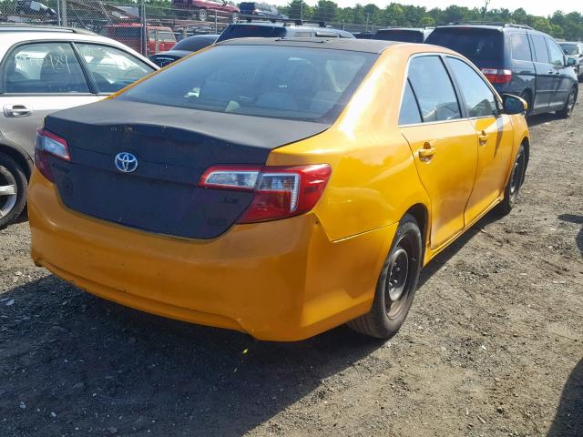 4T1BD1FKXDU088982 - 2013 TOYOTA CAMRY HYBR YELLOW photo 4