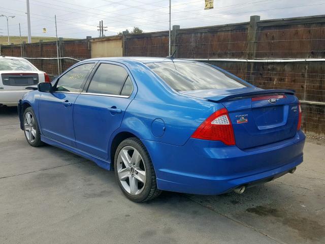 3FAHP0DC2BR173093 - 2011 FORD FUSION SPO BLUE photo 3