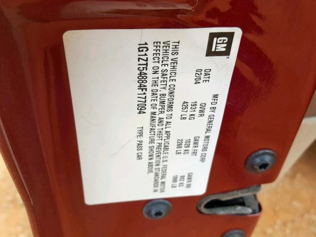 1G1ZT54884F177094 - 2004 CHEVROLET MALIBU LS RED photo 10