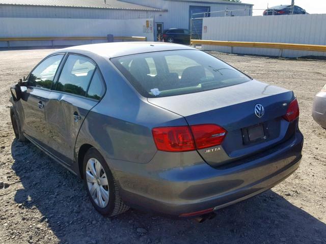 3VW2K7AJ1CM322535 - 2012 VOLKSWAGEN JETTA BASE GRAY photo 3