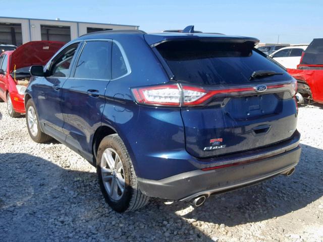 2FMPK3J88HBC68492 - 2017 FORD EDGE SEL BLUE photo 3