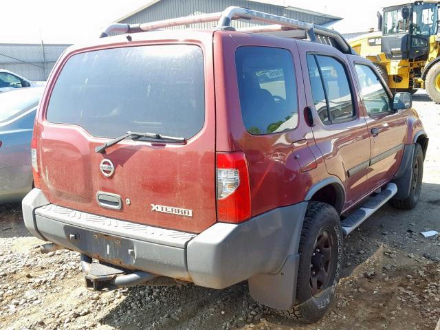 5N1DD28T84C610311 - 2004 NISSAN XTERRA XE RED photo 4