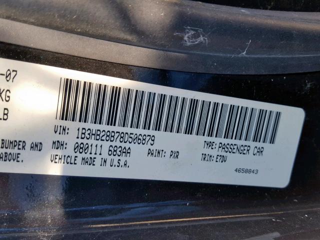 1B3HB28B78D506879 - 2008 DODGE CALIBER BLACK photo 10