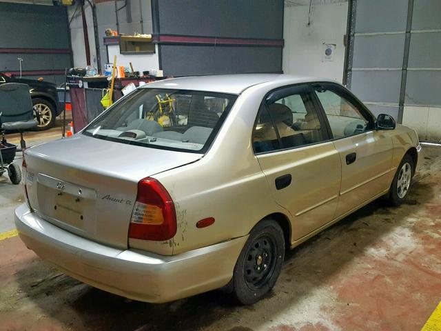 KMHCG45C52U326659 - 2002 HYUNDAI ACCENT GL BEIGE photo 4