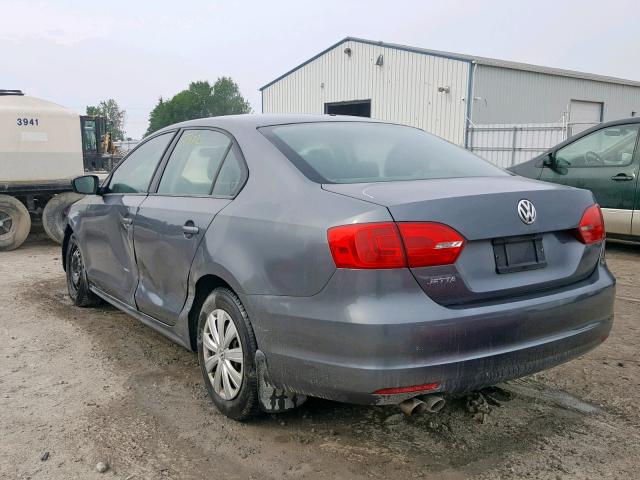 3VW2K7AJ8DM350088 - 2013 VOLKSWAGEN JETTA BASE GRAY photo 3