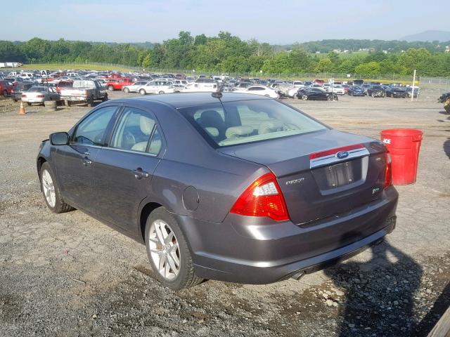 3FAHP0JG1AR313673 - 2010 FORD FUSION SEL GRAY photo 3