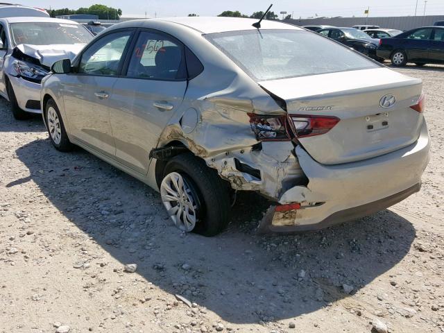 3KPC24A37JE021279 - 2018 HYUNDAI ACCENT SE TAN photo 3