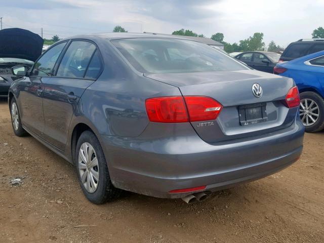 3VW2K7AJ2EM229963 - 2014 VOLKSWAGEN JETTA BASE GRAY photo 3