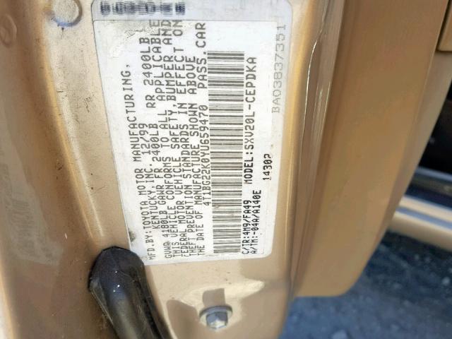 4T1BG22K0YU659470 - 2000 TOYOTA CAMRY CE BEIGE photo 10