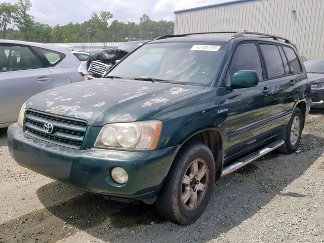 JTEGF21A910007087 - 2001 TOYOTA HIGHLANDER GREEN photo 2