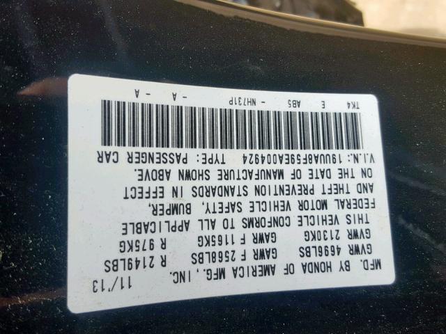 19UUA8F59EA004924 - 2014 ACURA TL TECH BLACK photo 10