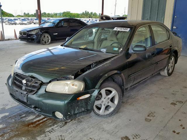 JN1CA31D01T834222 - 2001 NISSAN MAXIMA GXE GREEN photo 2