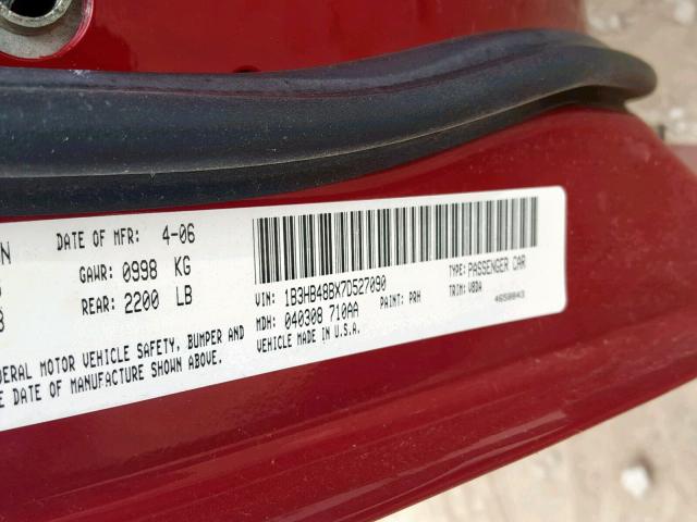 1B3HB48BX7D527090 - 2007 DODGE CALIBER SX RED photo 10