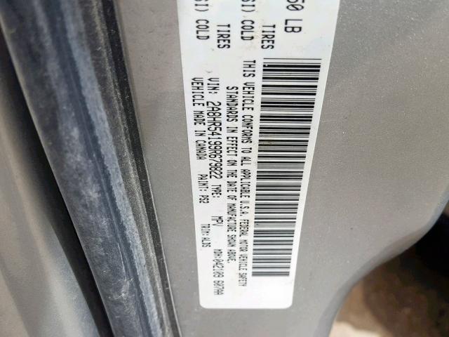 2A8HR54199R679822 - 2009 CHRYSLER TOWN & COU SILVER photo 10