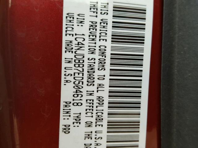 1C4NJDBB7ED504618 - 2014 JEEP COMPASS SP 橙色 照片 10