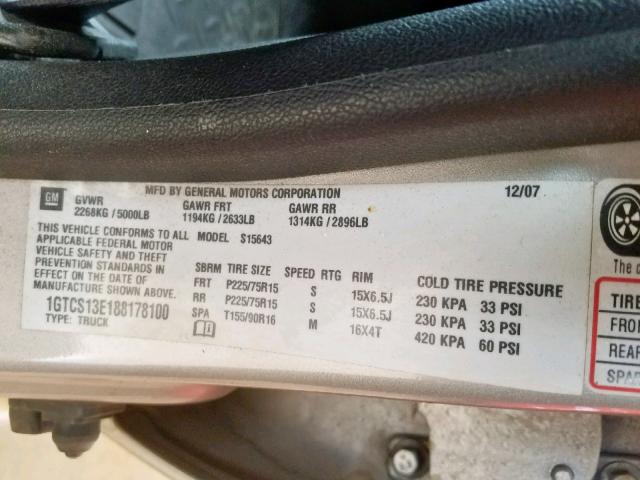 1GTCS13E188178100 - 2008 GMC CANYON BROWN photo 10
