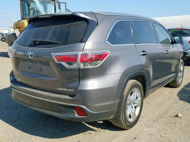 5TDDKRFH2FS118425 - 2015 TOYOTA HIGHLANDER GRAY photo 4