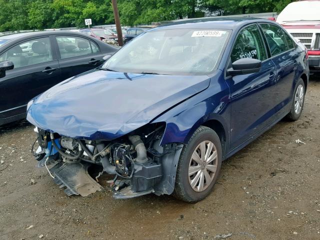 3VW2K7AJ5BM390125 - 2011 VOLKSWAGEN JETTA BASE BLUE photo 2