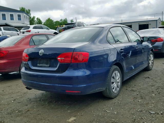 3VW2K7AJ5BM390125 - 2011 VOLKSWAGEN JETTA BASE BLUE photo 4