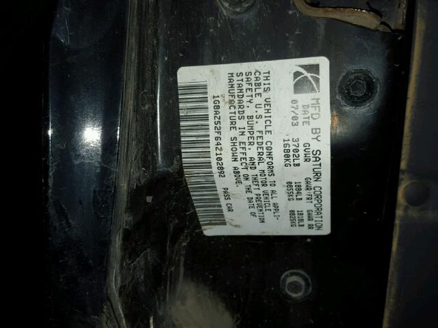 1G8AZ52F64Z102892 - 2004 SATURN ION LEVEL BLACK photo 10