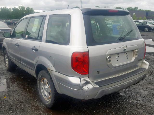 2HKYF18135H505352 - 2005 HONDA PILOT LX SILVER photo 3