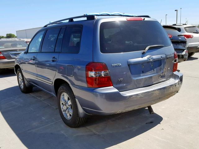 JTEDP21A340027467 - 2004 TOYOTA HIGHLANDER BLUE photo 3