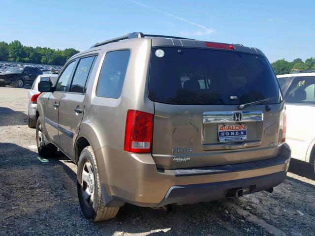 5FNYF48259B051832 - 2009 HONDA PILOT LX GOLD photo 3