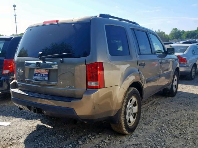 5FNYF48259B051832 - 2009 HONDA PILOT LX GOLD photo 4