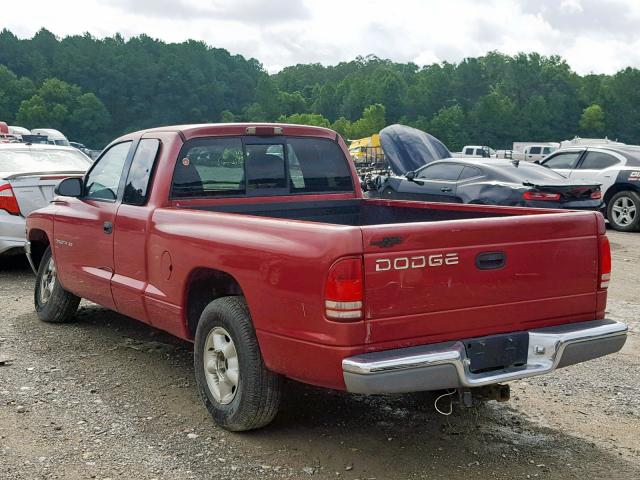 1B7GL23X3VS228256 - 1997 DODGE DAKOTA RED photo 3