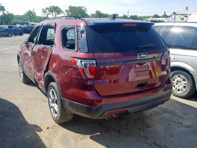 1FM5K8AR5HGD92693 - 2017 FORD EXPLORER P MAROON photo 3