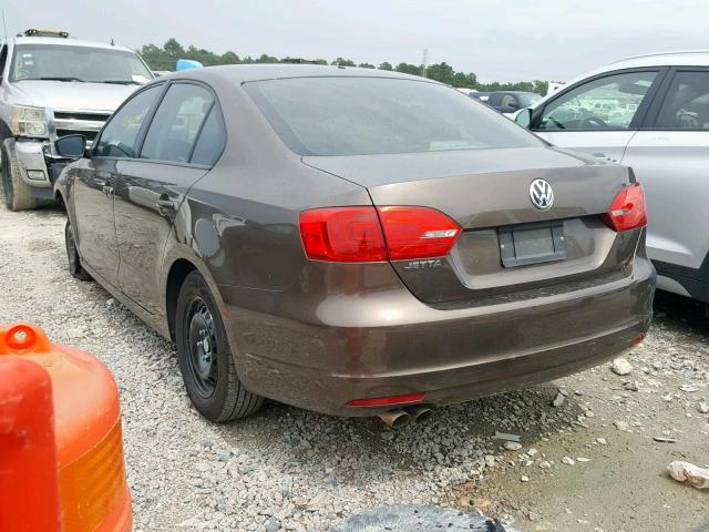 3VW2K7AJ2BM066257 - 2011 VOLKSWAGEN JETTA BASE BROWN photo 3