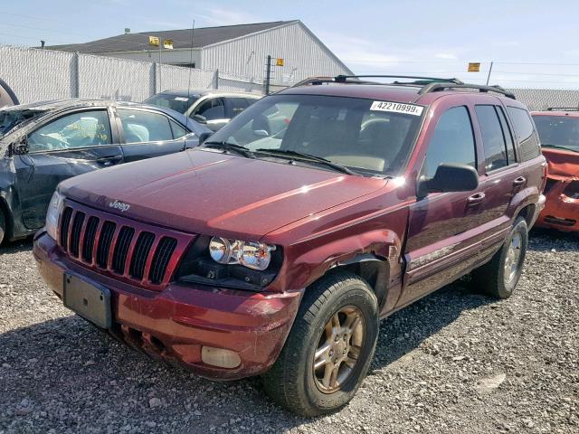 1J4GW58S3YC102221 - 2000 JEEP GRAND CHER RED photo 2