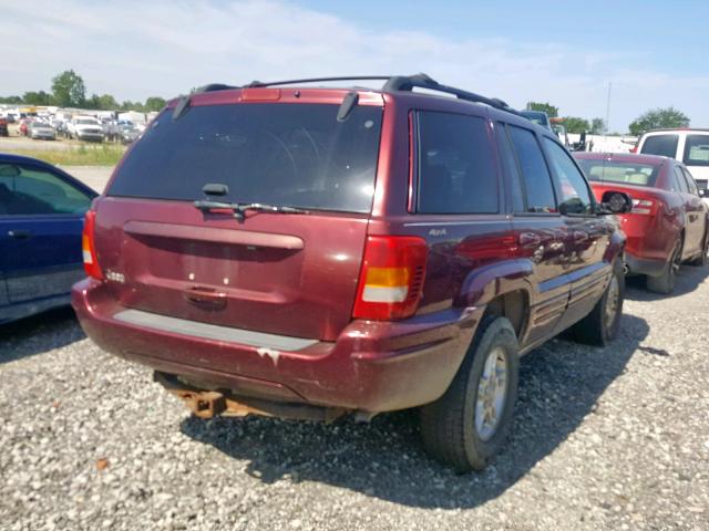 1J4GW58S3YC102221 - 2000 JEEP GRAND CHER RED photo 4