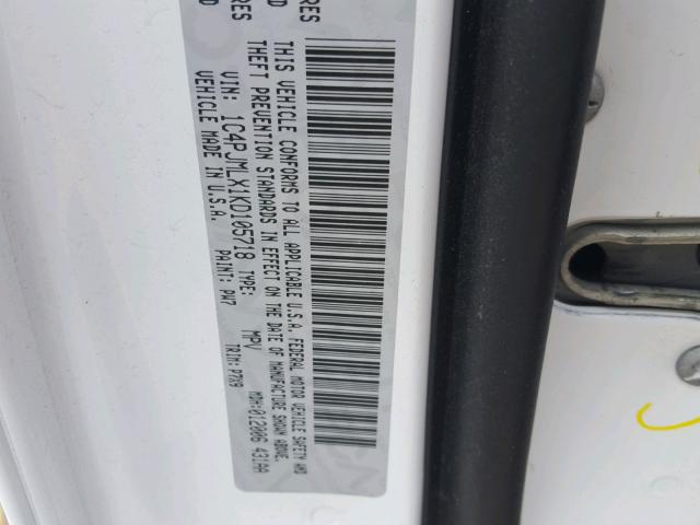 1C4PJMLX1KD105718 - 2019 JEEP CHEROKEE L WHITE photo 10