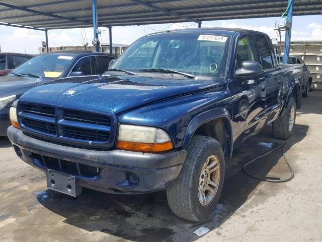 1B7HG38X72S596345 - 2002 DODGE DAKOTA QUA BLUE photo 2