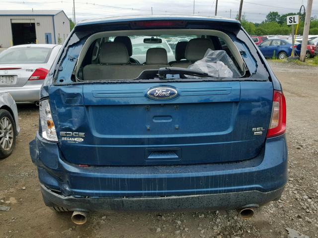 2FMDK4JC1BBB63636 - 2011 FORD EDGE SEL BLUE photo 9