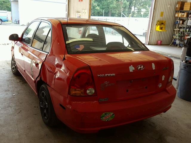 KMHCG45C35U610120 - 2005 HYUNDAI ACCENT GL RED photo 3