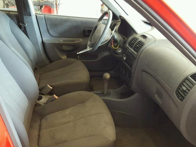 KMHCG45C35U610120 - 2005 HYUNDAI ACCENT GL RED photo 5