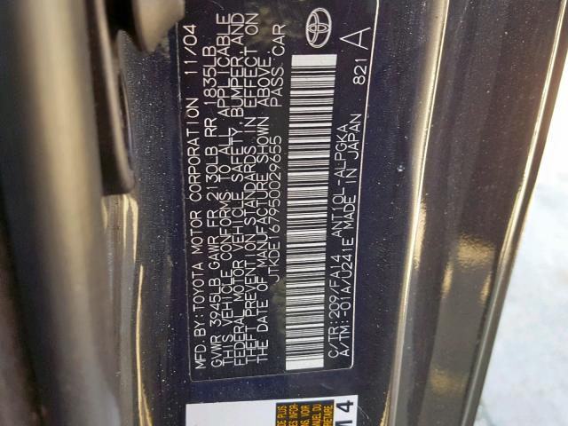 JTKDE167950029655 - 2005 TOYOTA SCION TC შავი ფოტო 10