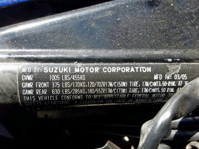 JS1GV77A952101082 - 2005 SUZUKI GSF1200 BA BLUE photo 10