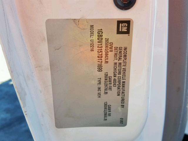 1GBDV13157D171699 - 2007 CHEVROLET UPLANDER I WHITE photo 10