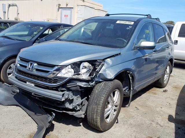 JHLRE4H73BC001102 - 2011 HONDA CR-V EXL TEAL photo 2