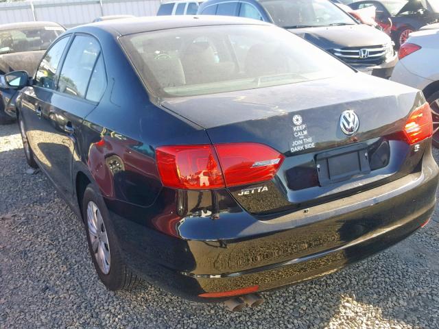 3VW2K7AJ2EM210152 - 2014 VOLKSWAGEN JETTA BASE BLACK photo 3