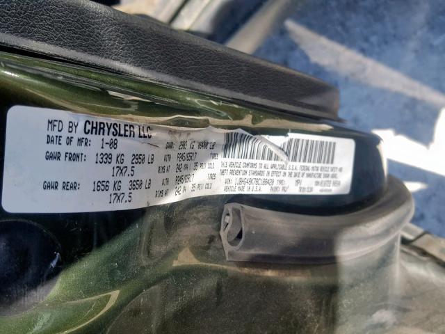 1J8HG48K78C188420 - 2008 JEEP COMMANDER GREEN photo 10