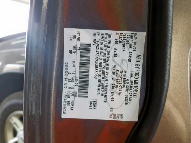 1FMZU73K95UB66353 - 2005 FORD EXPLORER X 棕色 照片 10