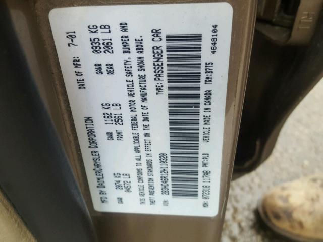 2B3HD46R12H110320 - 2002 DODGE INTREPID S 金色 照片 10