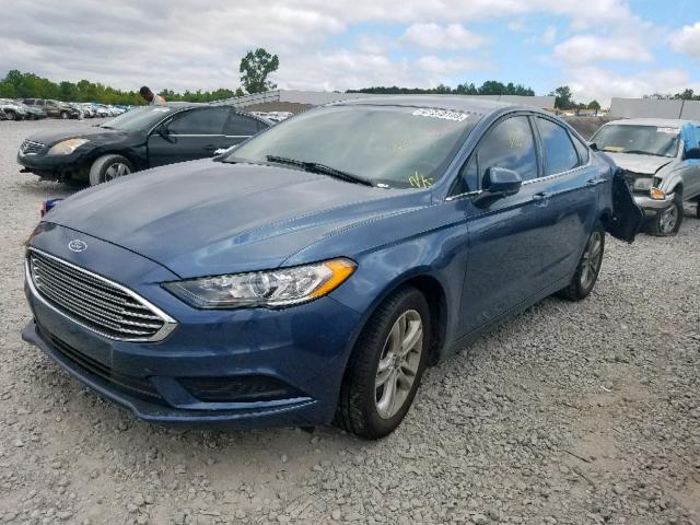 3FA6P0HD4JR264696 - 2018 FORD FUSION SE BLUE photo 2