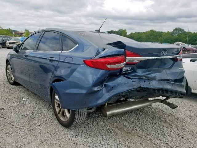 3FA6P0HD4JR264696 - 2018 FORD FUSION SE BLUE photo 3