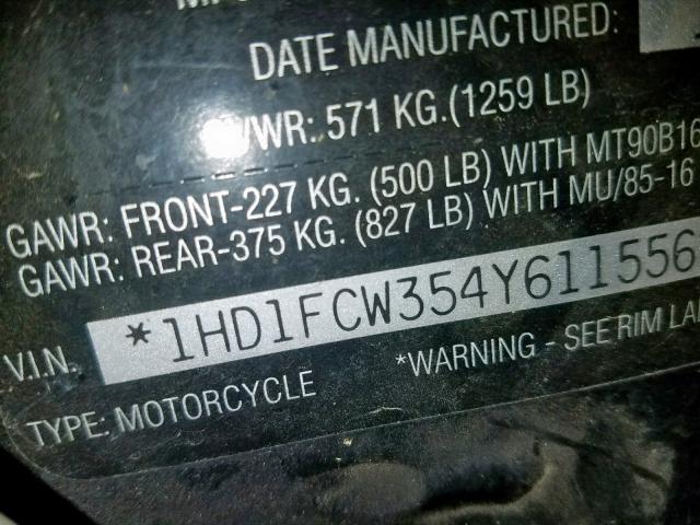 1HD1FCW354Y611556 - 2004 HARLEY-DAVIDSON FLHTCUI BLACK photo 20